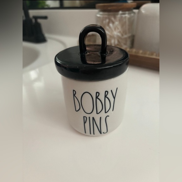 Rae Dunn HAIR TIES and BOBBY PINS Jar Set - Picture 2 of 2